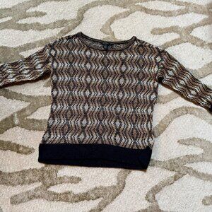 Club Monaco Navy, Beige and White Knit Size Small